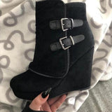 Niulatu Ankle Boots for Women Suede Wedges Zipper Solid Color Short Booties Round Toe Shoes Boots-women Dropshipping 2025 DJSE