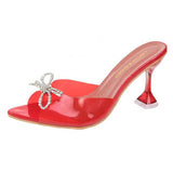 Niulatu Knot Slippers Crystal High Heeled Sexy Casual Shoes Plus Size Women Open Toe Ytmtloy Indoor Zapatillas Mujer DJSE