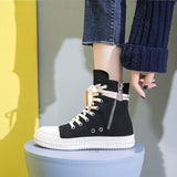 Niulatu Sneakers Women Round Toe Leisure Outwear Black Casual Shoes Platform Lace-Up Trainers Handmade Sapatos Feminina DJSE