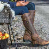 Niulatu Women Boots Pu Leather Zipper Retro Casual Womans Booties Gladiator Low Heel Shoes Ladies Fashion Botas Mujer Invierno DJSE