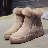 Niulatu Women's Winter Ankle Boots Female Zipper Flock Platform Snow Boot Ladies Plush Sneakers Casual Flat Warm Shoes Woman Footwear DJSE