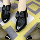 Niulatu Women Classic Black Bow Tie Medium Heel Slip on Spring Shoes Lady Fashion Sweet Blue Party High Heel Shoes DJSE