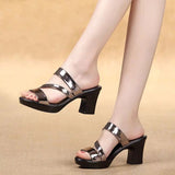 Niulatu Summer Ladies Sandals High Heel Platform Slippers Fashion Bright Leather Comfortable Open Toe Casual Shoes DJSE
