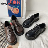 Niulatu Shoes Oxford Shoes 2025 autumn Vintage Brown Leather Lace Up Women Fashion Loafer Shoes Black Oxford Shoes DJSE