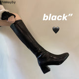 Niulatu Women Warm Long Boots Woman Knee High Booties Ladies Shoes Platform Thick Heel PU Leather Soft Zipper Woman Fashion Winter 2025 DJSE
