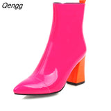 Niulatu Toe Ankle Boots For Women High Heels Boots Ladies Spring Autumn Short Boots Party Shoes Woman Plus Size Black Red DJSE