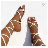 Niulatu 2025 NEW Summer Women's Shoes Fashion Open Toe Flat Sandals Sexy Solid Color Lace Up Women's Shoes Plus Size 42 DJSE