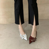 Niulatu Toe Low Heel Pumps Women Shoes Brand Belt Buckle Shallow Slip On Ballet Elegant Pumps For Party Dress DJSE