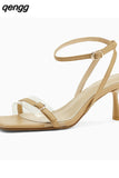 Niulatu 34-39 Women Sandals Genuine Leather High Heels Shoes For Women Summer Ankle Strap Buckle Sexy Stiletto Sandalias DJSE