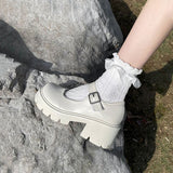 Niulatu Women Shoes Harakuju Lolita JK Student Sweet Girls Mary Jane Shoes Japanese High Heels Round Toe Platform Shoes Pumps heel DJSE