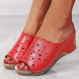 Niulatu Women Shoes Sandals Fish Mouth Wedges Sandals Open Toes Hollow Out Women's Shoes Slip On Women Shoe Female Footwear DJSE