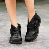 Niulatu Women's Boots Snow Boots PU Ankle Spring Mid-heel Women's Shoes Women's Short Boots Fashion Trend Retro Women's Shoes Trend DJSE