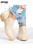 Niulatu Women&#39;s Fashion Spring Autumn Ankle Women Boots Square Heel Slip On Female High Heels Single Shoes Pointed Toe Casual shoes DJSE