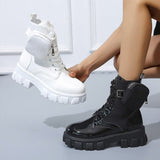 Niulatu Women's Shoes New Pocket Design Round Toe Women's Boots Luxury Brand Designer Women's Boots British Fashion Plus Size 2025 DJSE