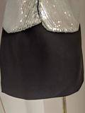 Niulatu A line Strapless Sequin Travel Vacation Dress Short Black Birthday Dress SD145