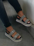 Niulatu Summer Beach Bling Bling Crystal Rome Ladies Sandals Rhinestone Platform Cutouts Wedges Women Sandals Shoes Woman DJSE