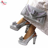 Niulatu New Arrivals Fashionable African Women Shoes Matching Bag Set in Black Color Comfortable Heels with Platform for Wedding DJSE
