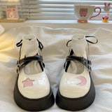 Niulatu on heels 2025 new platform shoes kawaii heart buckle lolita shoes uniform bow thick heels Mary Jane shoes women's shoes DJSE