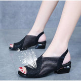 Niulatu Women¡®s Sandals 2025 Thick Heel Peep Toe Summer Shoes for Women Mesh Breathable Sandals Ladies Plus Size Girls Sandal New DJSE