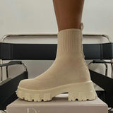 Niulatu Couple Sock Shoes Women Thick-soled Casual fly woven mesh Knitted Short Boots female Floater sneakers women s DJSE
