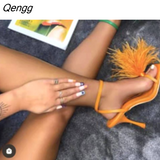 Niulatu Sandals Women genuine leather Narrow Band Ankle Strap Gladiator Sandalias Summer Sexy Party Dress Shoes Stilettos DJSE