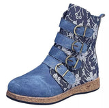 Niulatu Boots Woman Shoes Western Cowboy Style Europe and Handsome Retro Small Ladies Floral Boots Winter Boots Women DJSE