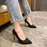 Niulatu Single Shoes Women's 2025 Spring and Autumn New Pointed Toe Shallow Mouth Fashion Professional Black High Heels DJSE