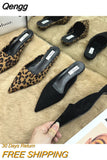 Niulatu Toe Mules Fashion Leopard Print Women Slippers Casual Women's Shoes Women Low Heels Elegant Ladies Outdoor Slide DJSE
