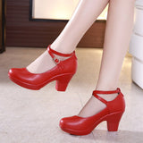 Niulatu Fashion Women Pumps With High Heels For Ladies Work Shoes Dancing Platform Pumps Women Genuine Leather Shoes Mary Janes DJSE