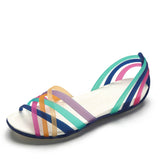 Niulatu Women Rainbow Jelly Sandals Candy Color Peep Toe Female Flat Beach Shoes Slip On Slides Casual Ladies Summer Footwear DJSE