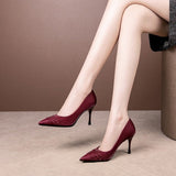 Niulatu Silk Weave Women Pumps Green Pointed Toe Stiletto High Heels Temperament Single Shoes Elegant Lady Party Dress Shoes DJSE
