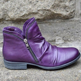 Niulatu Women's Boots Leather Ankle Boots Flat Shoes Autumn Winter Woman Snow Boots Platform Zipper Punk Boots Ladies Shoes Botas Mujer DJSE