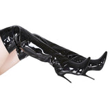 Niulatu Women Boots Mirror Platform Pointy Toe Punk High Thin Heels Over The Knee Long Boots High Quality Zip Casual Party Shoes DJSE