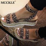 Niulatu Women's Sandals Woman Leopard Hemp Bottom Ladies Flat Platform Shoes Summer Casual Pu Buckle Strap Sandal Female Plus 43 DJSE