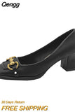 Niulatu Temperament High Heels Women's 2025 New Fashion Thick Heel Mary Jane Small Leather Shoes Square Toe Shoes DJSE