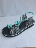 Niulatu Women's Sandals Large Size Women's Sandals Rope knot Summer Europe The United States Beach toe Flat Sandals Women's Shoes DJSE