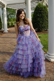 Sweetheart Floral Corset Tulle Ruffle A-line Prom HZ0308
