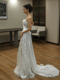 Niulatu White Mermaid One Shoulder Satin Lace Pleats Wedding Dress SD1738