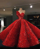 Niulatu Gown Sequins Plus Size Red Prom Dress HZ0113