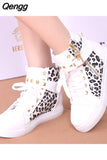 Niulatu Fashion Platform Shoes for Women Casual Rivet canvas shoes women high top sneakers Designer Flats High Quality Boots DJSE