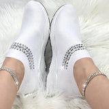 Niulatu to college Women Crystal Sneakers 2025 Woman Flat Mesh Loafer Women's Comfort Vulcanized Ladies White Casual Shoes Trainers Basket Female DJSE