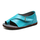Niulatu Women Casual Flat Sandals Ladies Pu Leather Open Toe Shoes Female Roman Beach Shoes Buckle Casual Zapatos Mujer Primavera Verano DJSE