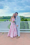 Sweetheart Pink Floral A-line Prom HZ0308