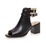 Niulatu Women Sandals Peep Toe High Heels Summer Gladiator Shoes Black Brown Woman Ankle Strap sandalias Female mujer Big Size DJSE