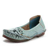 Niulatu Summer Shoes Woman Casual Breathable Flats Ladies Ethnic Style Floral Shoes Plus Size 42 Mom Shallow Loafers DJSE