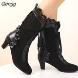 Niulatu Ankle Boots For Women Autumn Winter High Heels Party Punk Short Boots Ladies Big Size Bottines Femme Black Blue DJSE