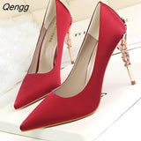 Niulatu Women pumps Sexy Pointed toe Luxury Metal high heels shoes woman Spring Summer Women party wedding shoes High heels Zapatos DJSE