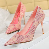 Niulatu Shoes Fashion Women Pumps Sequin Cloth Pumps Women Shoes Stiletto High Heels Wedding Shoes Women Heels Plus Size 42 43 DJSE