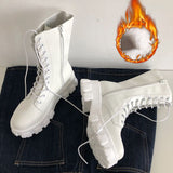 Niulatu Boots Ladies Lace-Up Shoes for Women Keep Warm Platform Zipper Ankle Boots Soft Women Shoes Winter Boots Botas Mujer DJSE