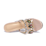 Niulatu Fashion Crystal Diamond Slides Clear PVC Transparent Slippers Women Shoes Peep Toe High Heels Mules Dress Pumps DJSE